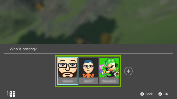 Account selection screen on Nintendo Switch.