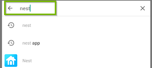 Android Play store app displaying search results for the Nest app.
