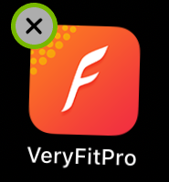 X on shaking VeryFitPro icon