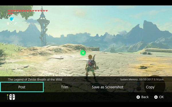 Nintendo switch posting a video