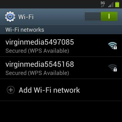 Wi-Fi Settings with available networks showing