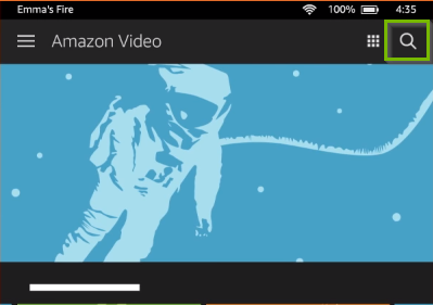 Search symbol highlighted in mobile app