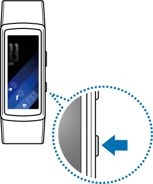 Diagram of watch showing location of power button