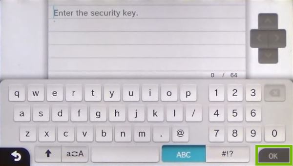 Nintendo Wii U prompting the user to enter the Wi-Fi password.
