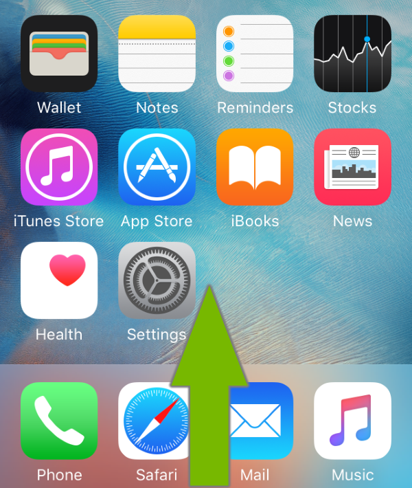 Arrow showing how to swipe on iOS screen.