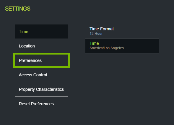 Preferences highlighted in ecobee web portal settings.