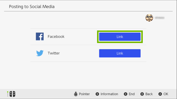 Link button highlighted next to Facebook.
