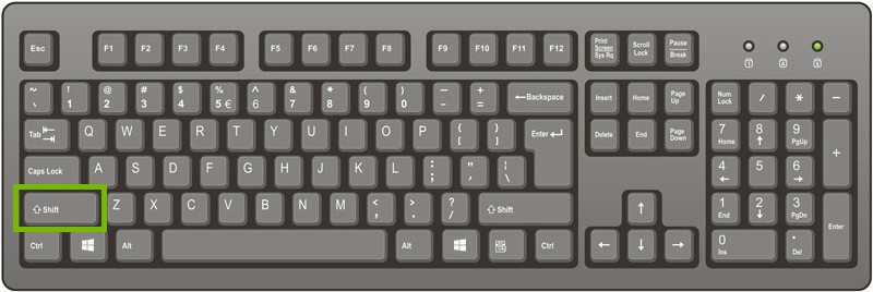 picture of a keyboard with shift highlighted
