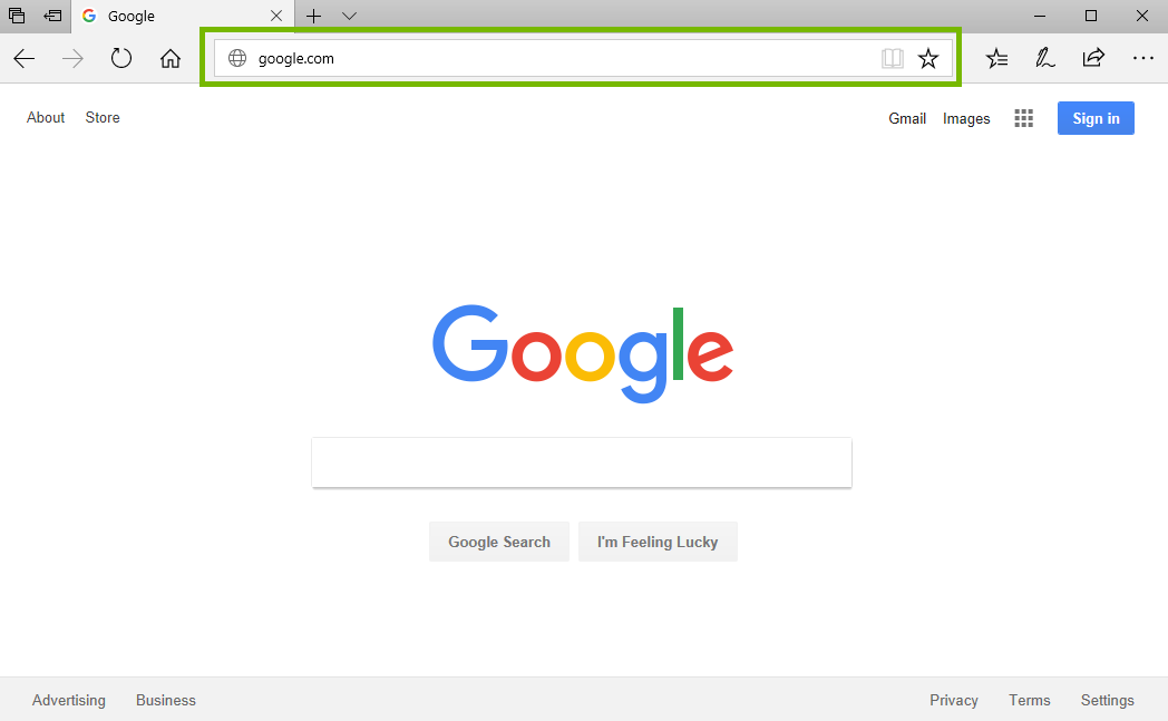 screenshot of browser with address bar highlighted