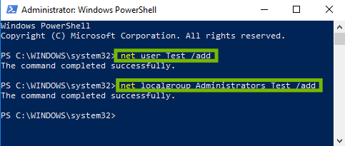 screenshot of powershell with commands endered