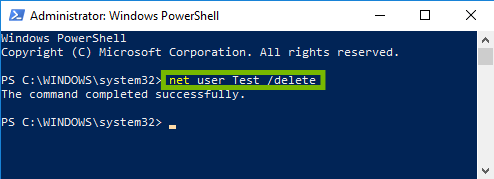 Powershell with command highlighted.
