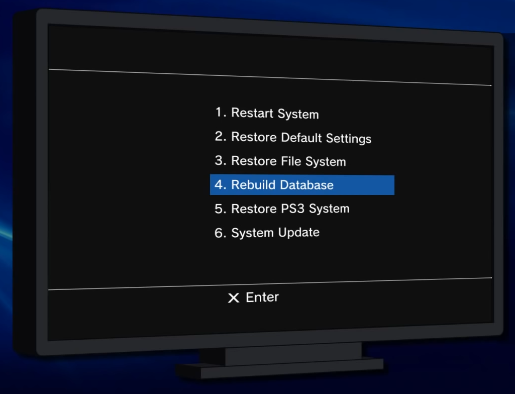 Safe mode with Rebuild Database selected.