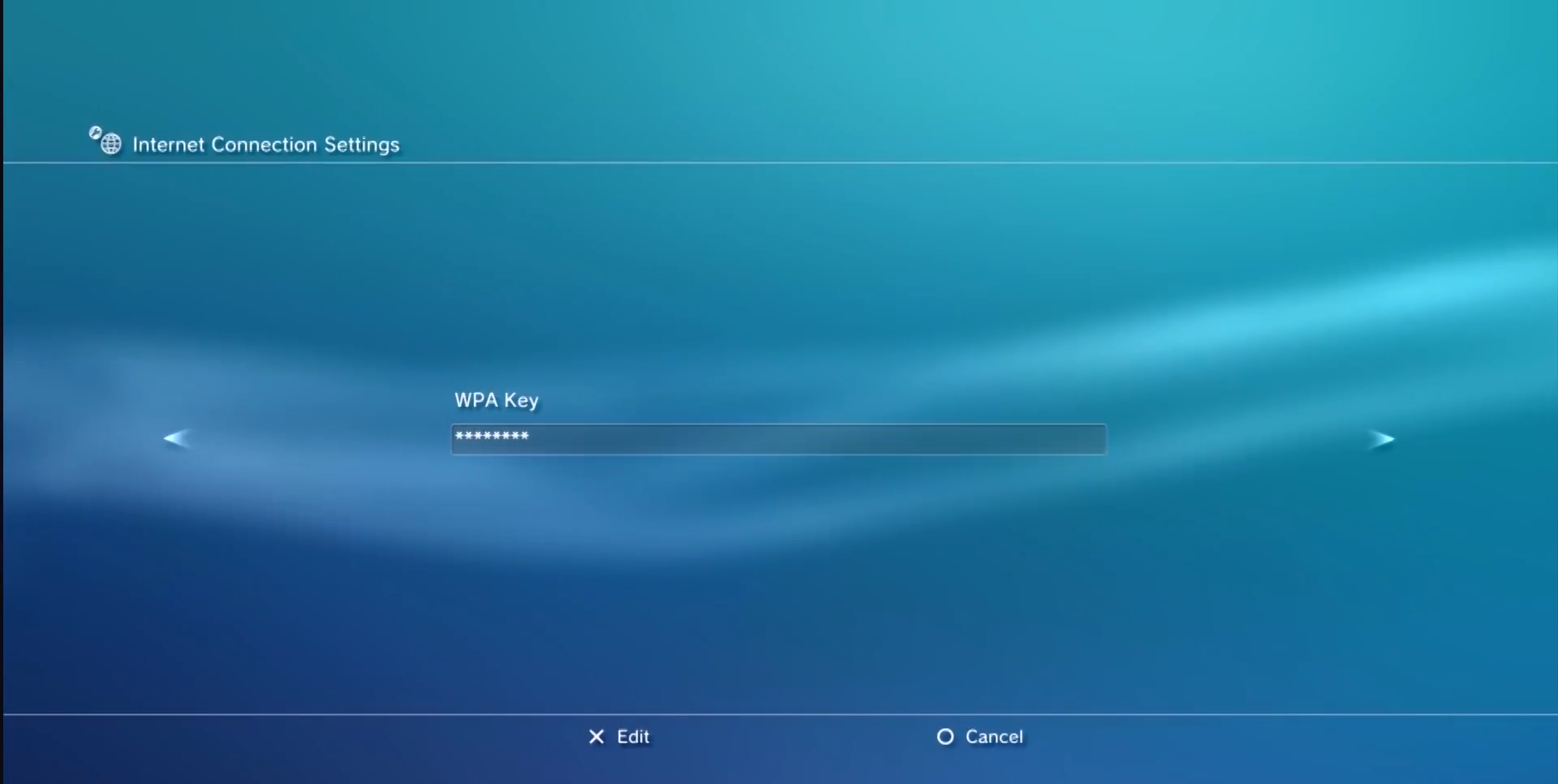 WPA key with box with stars showing filled password
