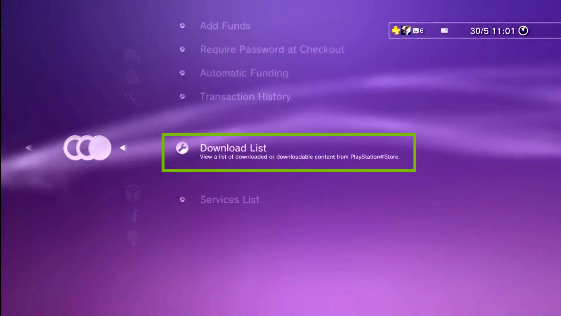 Transaction Management menu with Download List selected. Screenshot.