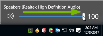 Windows 10 speaker volume slider