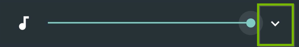 Volume slider with drop-down selected. Screenshot.