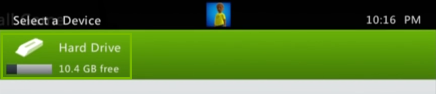 Example hard drive selected. Screenshot.