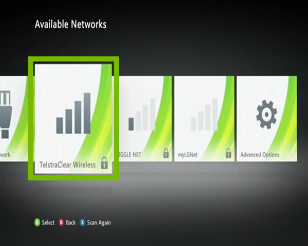 list of Wi-Fi networks with example TelstraClear Wireless network highlighted