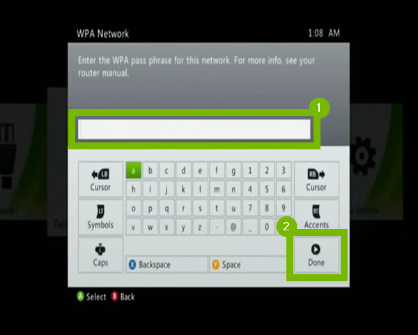 virtual keyboard with security key field and the done key is highlighted