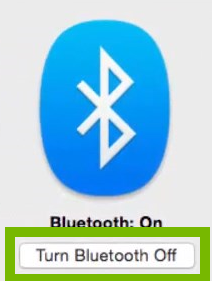 Bluetooth radio toggled OFF. Screenshot.