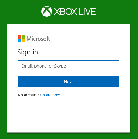 Xbox Live web site prompting for Sign-in.