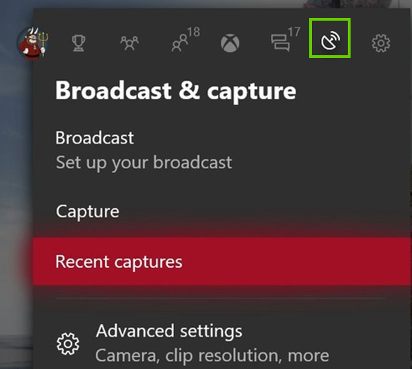 Selecting the broadcast tab