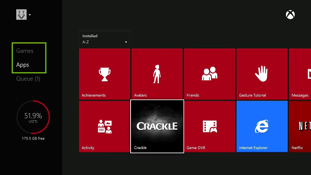 Games and apps with games, apps highlighted.