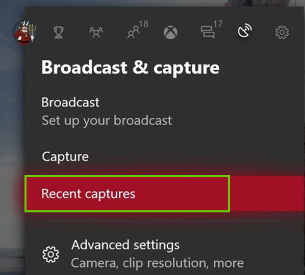 Recent Captures selection