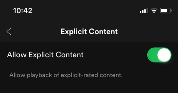 Explicit content toggle for ios