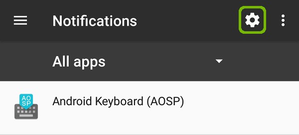 Notifications with gear highlighted.
