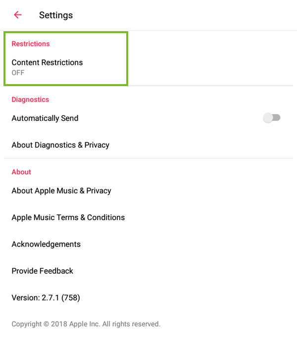Content restrictions