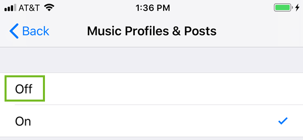 Turning music profiles and posts off