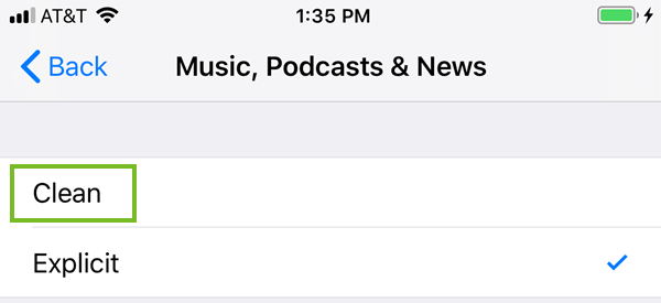 Setting music to clean