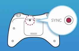 Wii u pro controller showing the sync button on the back