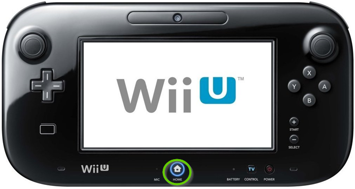 Wii u gamepad with home button highlighted