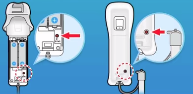 Wii u remote showing the sync buttons