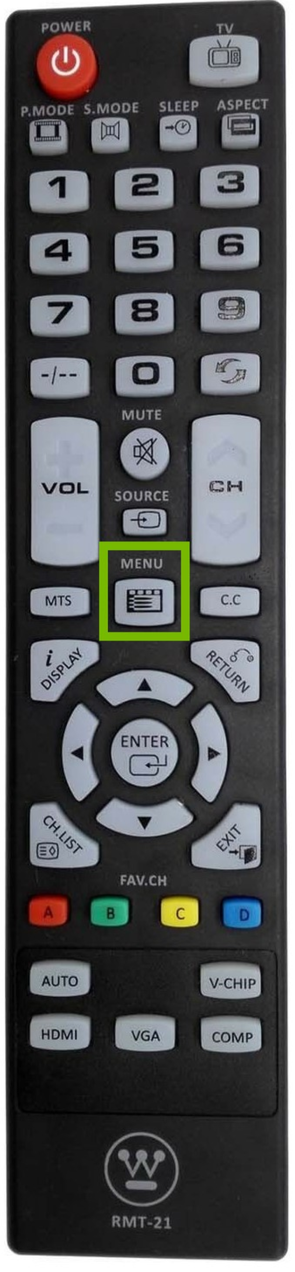Menu button highlighted