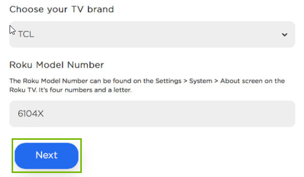 Dropdown menu with Next button highlighted