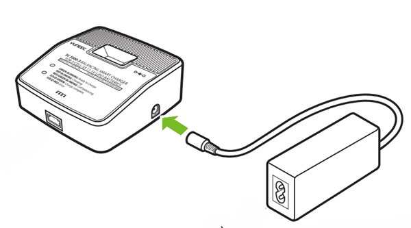 Balancing charger plugged into power supply
