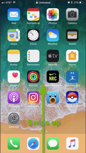 iOS device showing to swipe up