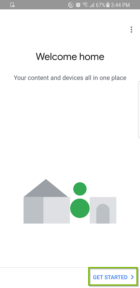 Welcome screen with Get Started highlighted.