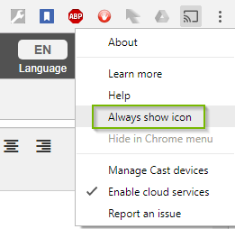 Cast menu with Always show icon selected. Screenshot.