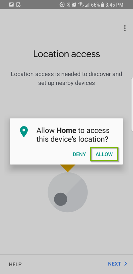 Location access allow or deny screen.