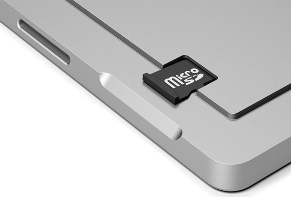 microSD card being inserted