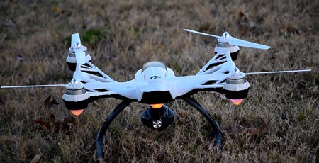 Lights flashing on the drone