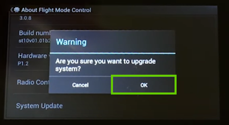 OK button for updating