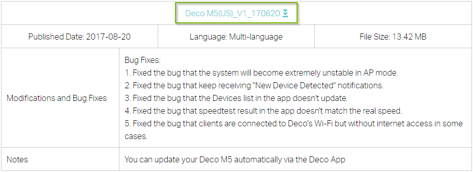 Firmware name highlighted