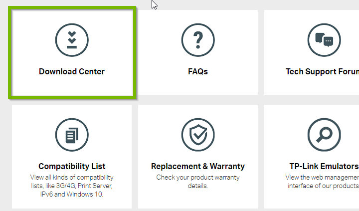 Download Center highlighted