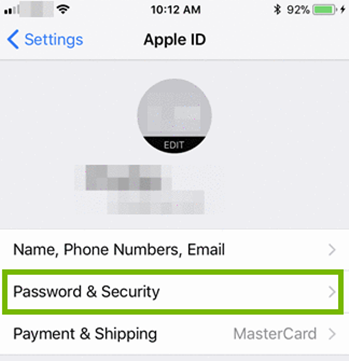 Apple ID menu showing passwords selected