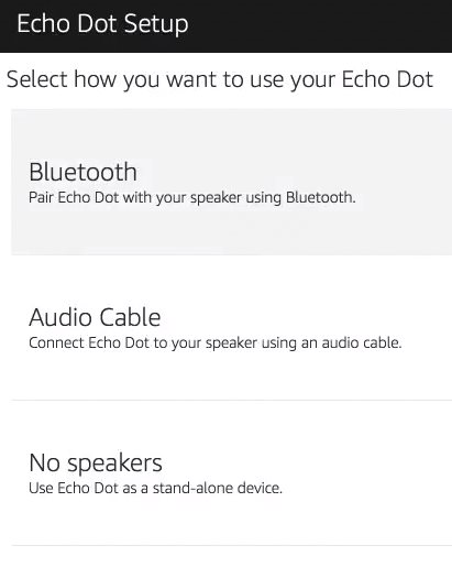 Amazon alexa app asking how you want to use your echo dot